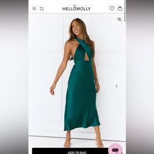 Hello Molly Twilight Halter satin emerald dress